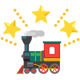 locomotive and glowing star