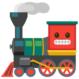 locomotive and grimacing face
