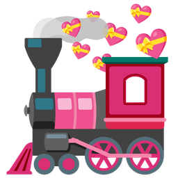 locomotive and heart with ribbon
