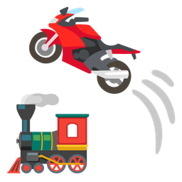 locomotive and motorcycle