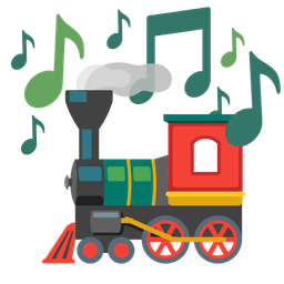 locomotive and musical notes