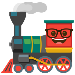 locomotive and nerd face
