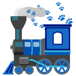 locomotive and paw prints