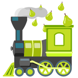 locomotive and pear