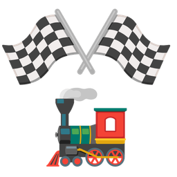 locomotive and racing car