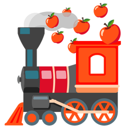 locomotive and red apple