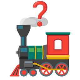 locomotive and red question mark