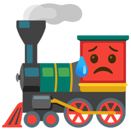 locomotive and sad but relieved face