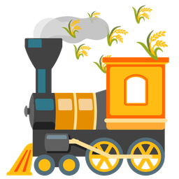 locomotive and sheaf of rice