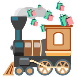 locomotive and shopping bags