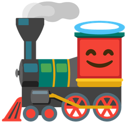 Locomotive and Smiling face with halo