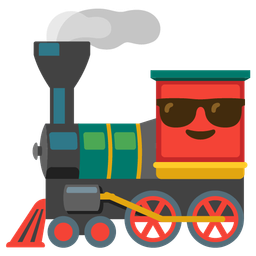 locomotive and smiling face with sunglasses