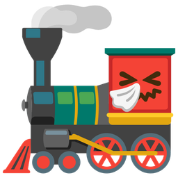 locomotive and sneezing face