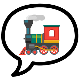 locomotive and speech balloon