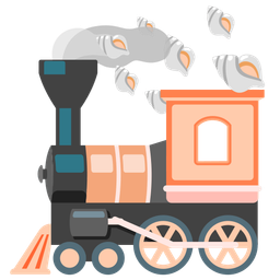 locomotive and spiral shell