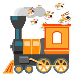 locomotive and steaming bowl