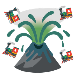 locomotive and volcano