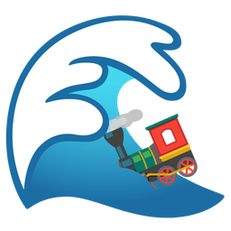 locomotive and water wave