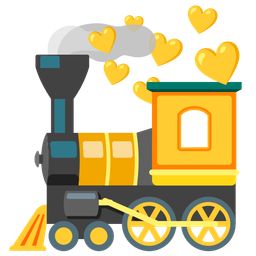 locomotive and yellow heart