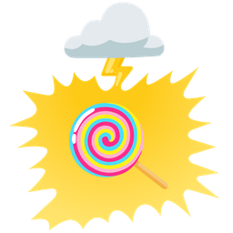 Lollipop and Cloud with lightning