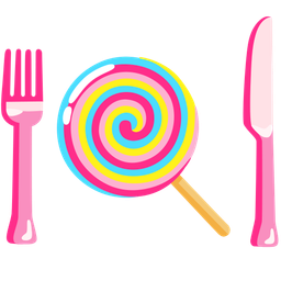 Lollipop and Fork and knife with plate