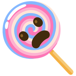 Lollipop and Frowning face with open mouth