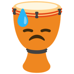 Long drum and Downcast face with sweat