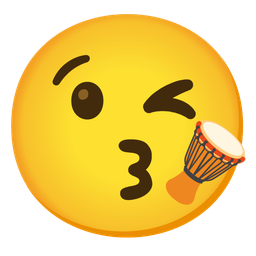 Long drum and Face blowing a kiss