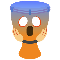 Long drum and Face screaming in fear