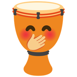 Long drum and Face with hand over mouth