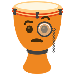 Long drum and Face with monocle