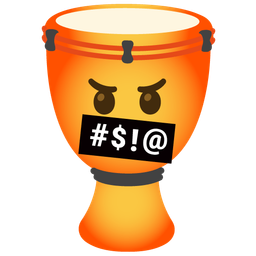 Long drum and Face with symbols on mouth