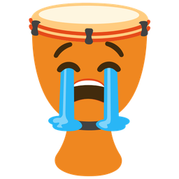 Long drum and Loudly crying face