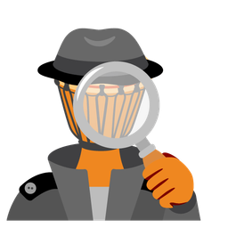 Long drum and Magnifying glass tilted right