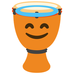 Long drum and Smiling face with halo