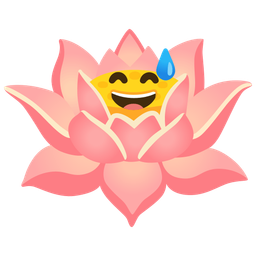 lotus and grinning face with sweat