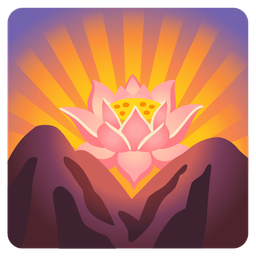 lotus and sunrise over mountains