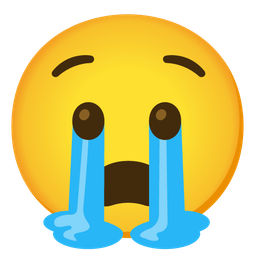 Loudly crying face and Anguished face