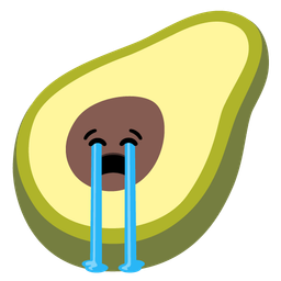 Loudly crying face and Avocado