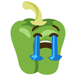 Loudly crying face and Bell pepper