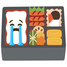 Loudly crying face and Bento box