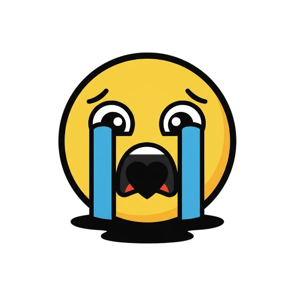Loudly crying face and Black heart