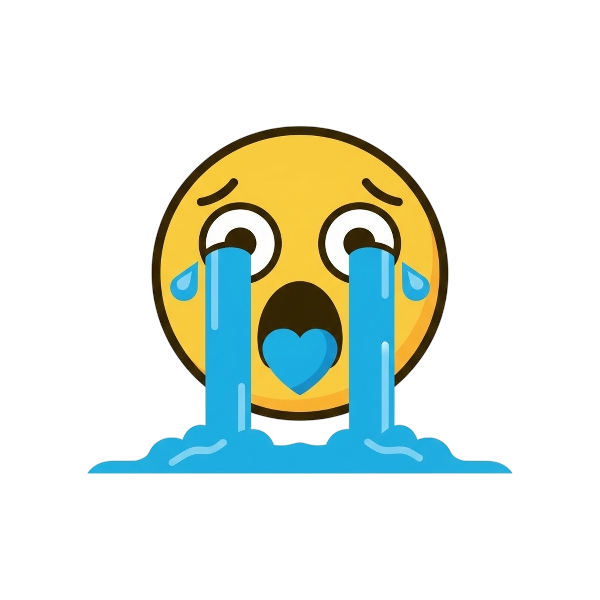 Loudly crying face and Blue heart