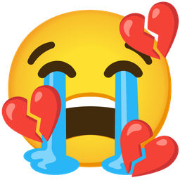 Loudly crying face and Broken heart