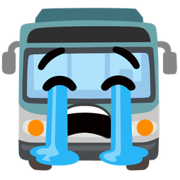 Loudly crying face and Bus