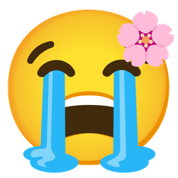 Loudly crying face and Cherry blossom