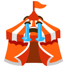 Loudly crying face and Circus tent