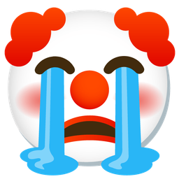 Loudly crying face and Clown face