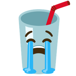 Loudly crying face and Cup with straw