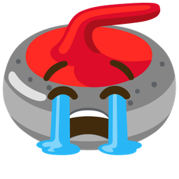 loudly crying face and curling stone